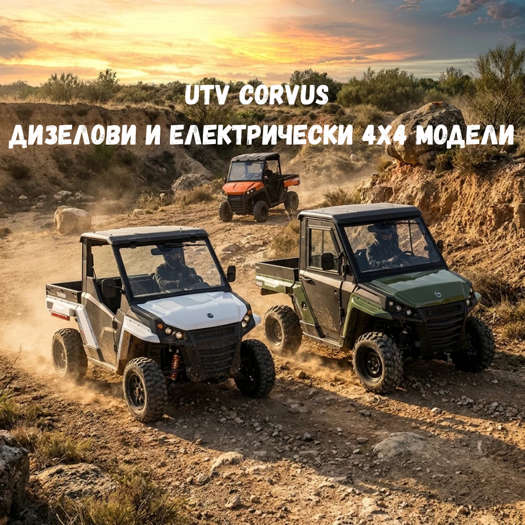 Дизелови и електрически UTV CORVUS – 4x4 модели за работа и офроуд | Garden Max
