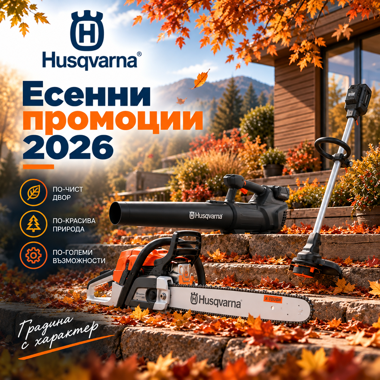Есенни промоции Husqvarna 2026 – специални цени и предложения от Garden-Max 